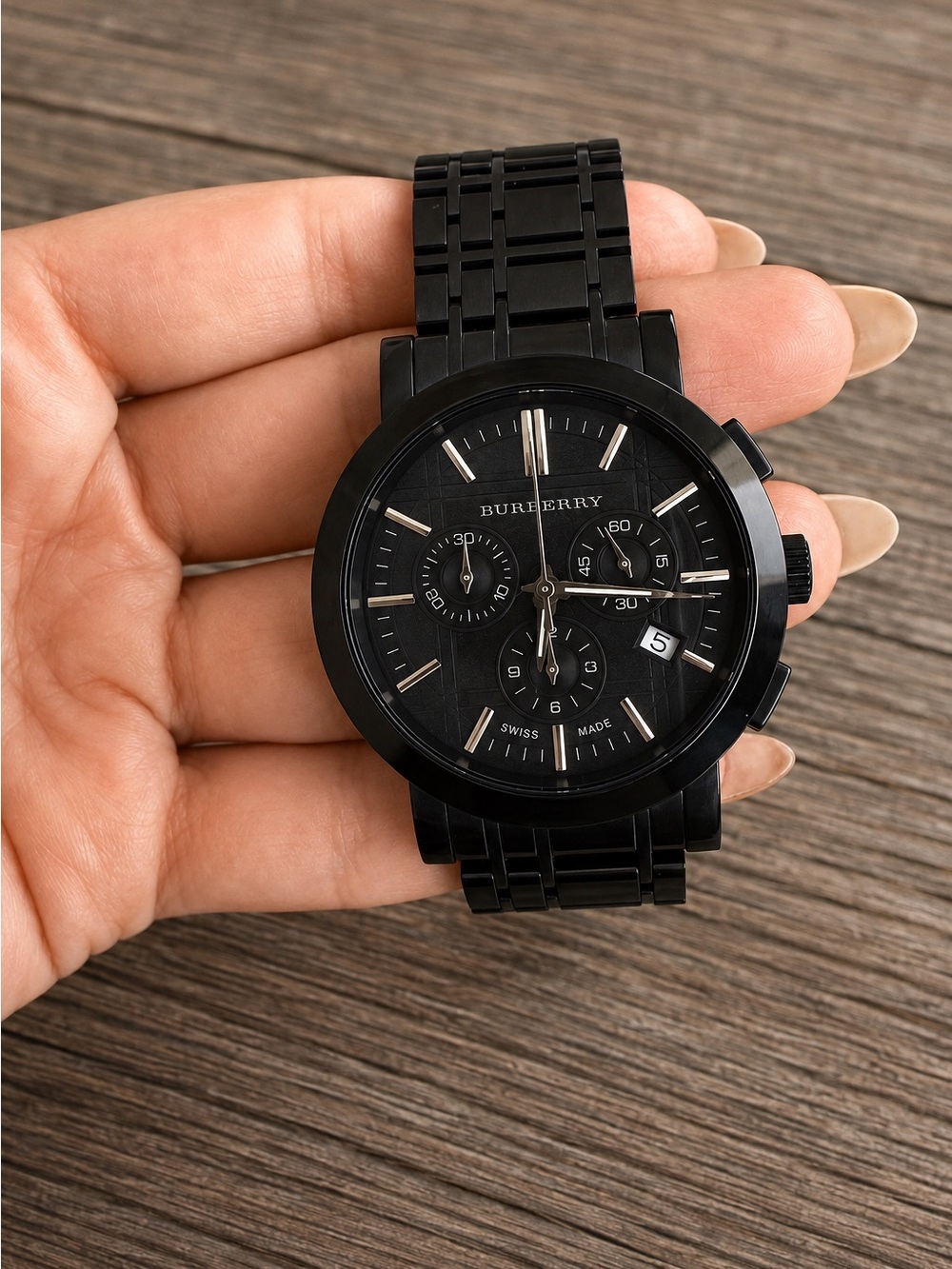 Burberry Men's Black Chronograph Stainless Steel Watch